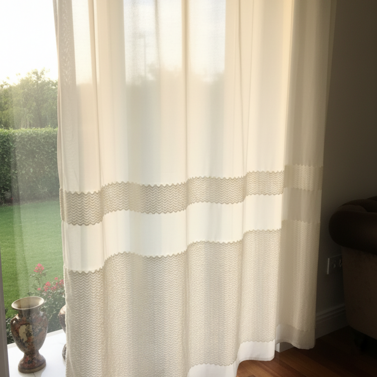 5X2.18m 3D Look Embossed Lace Curtains | Cream – EDURA