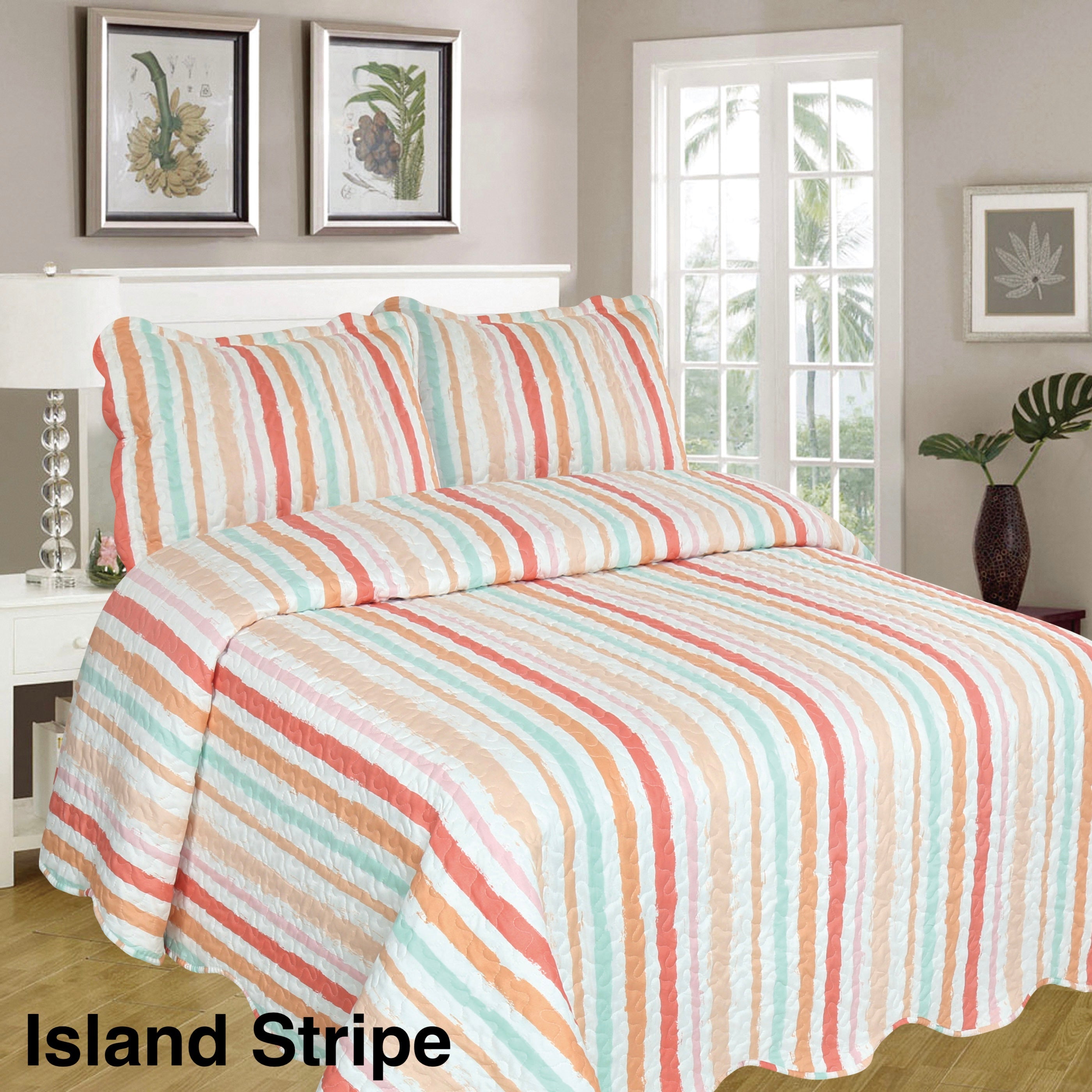 3 piece Quilt Set Luxury| Island Stripe (King) – EDURA