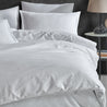 lady of leisure stripe sateen sheet set white close up