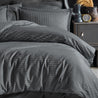 lady of leisure stripe sateen sheet set fume brown close up