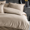 lady of leisure stripe sateen sheet set brown close up king