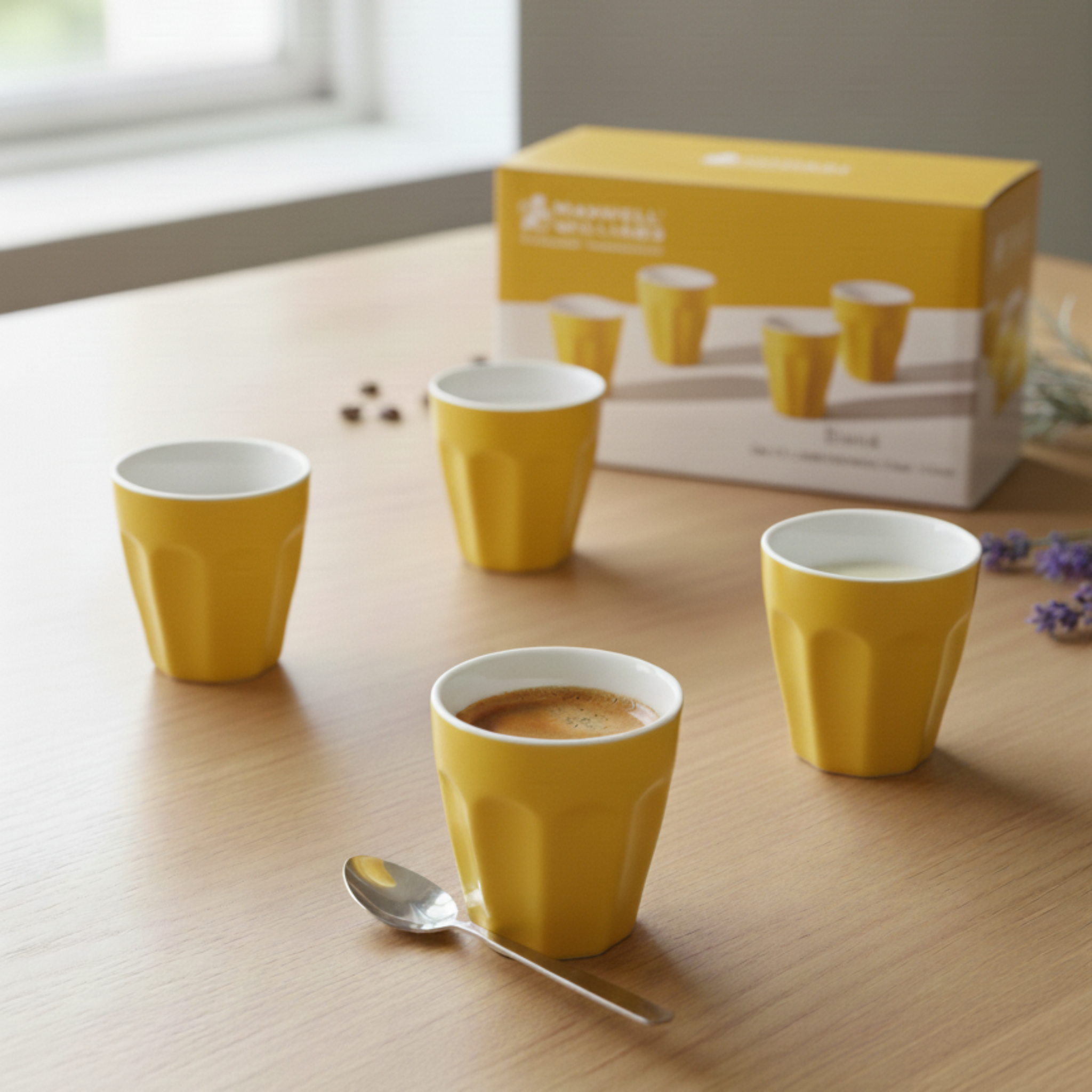 コーヒー willam Maxwell Williams Blend Sala Espresso Cups (Set of 4) | Yellow – EDURA
