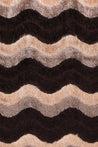 EDURA Ra'ees high quality polyshaggy rug brown cream waves close up