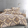 EDURA heavy weight 115gsm microfibre soft touch duvet cover set printed taupe cream gold DC 1