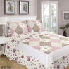 Edura our famous 3 piece quilt set YY30 patchwork squares floral pink white beige